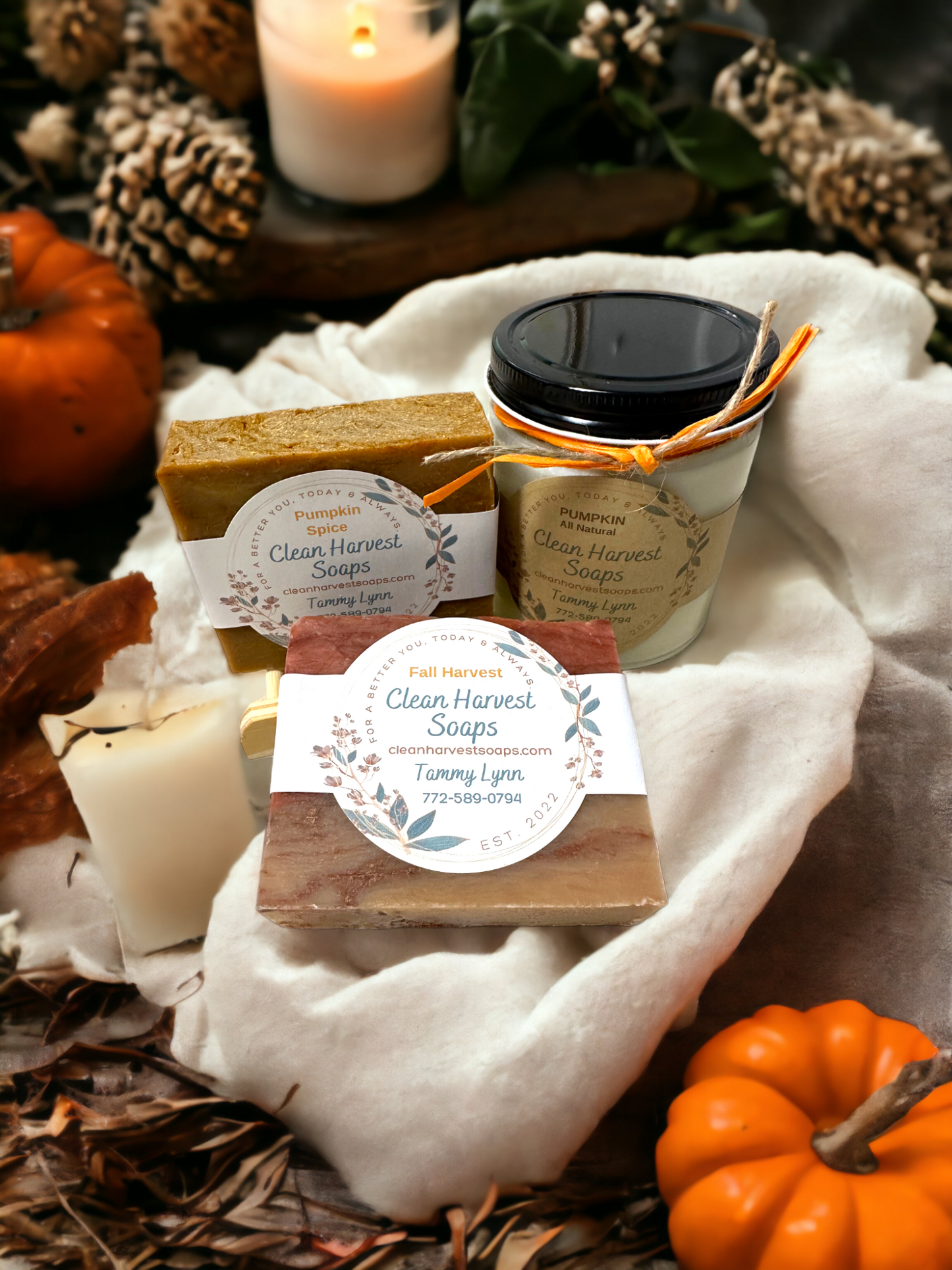 FALL BUNDLE (Pumpkin Candle, Pumpkin Soap & Fall Harvest Soap)