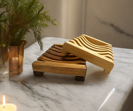 Bamboo Soap Dish, All Natural Draining Holder