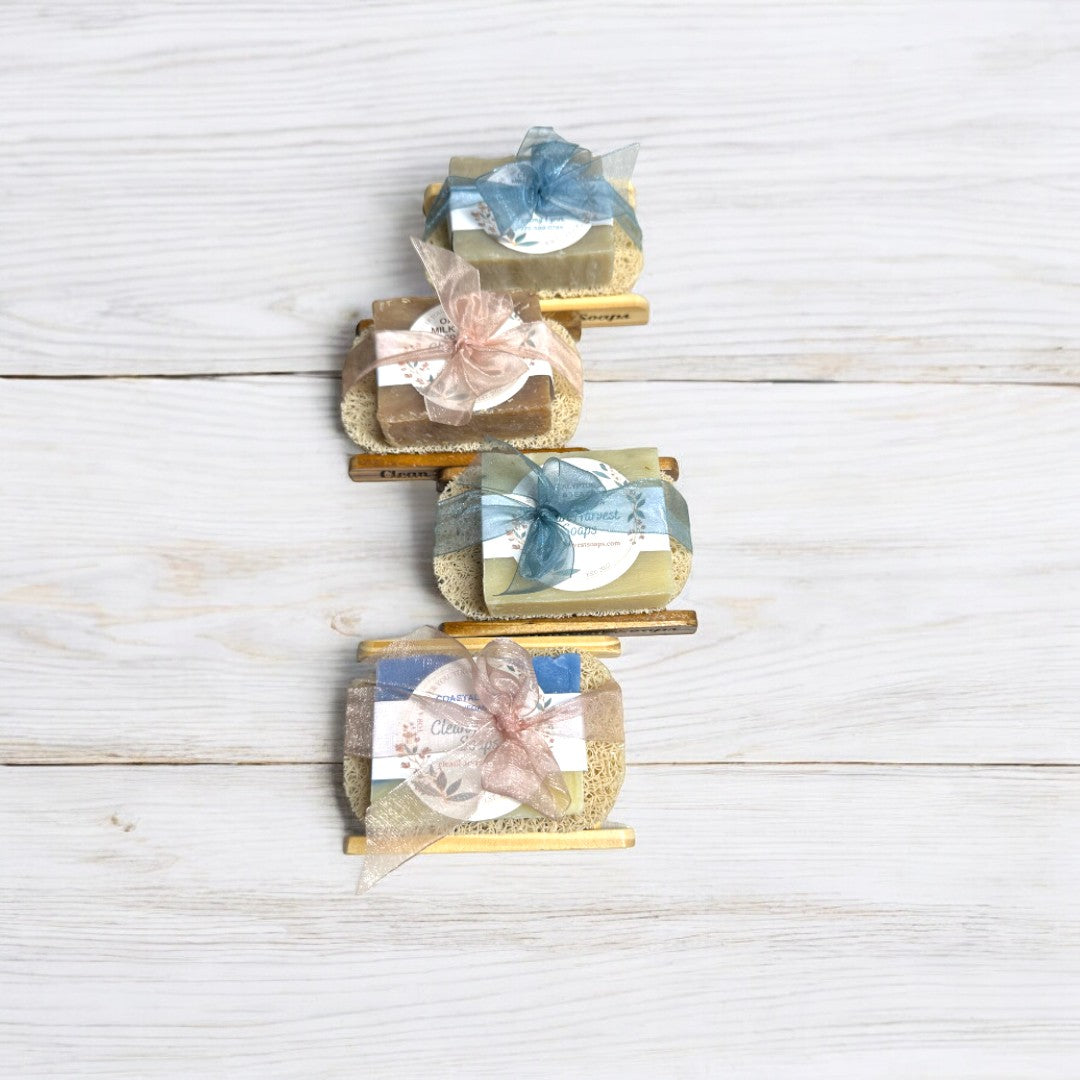 Handcrafted Soap Gift Set with Wooden Ladder & Soap Saver