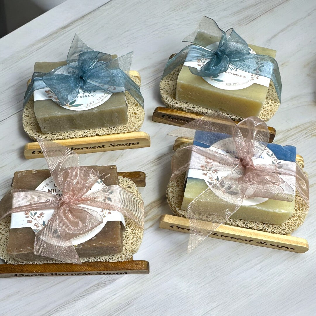 Handcrafted Soap Gift Set with Wooden Ladder & Soap Saver