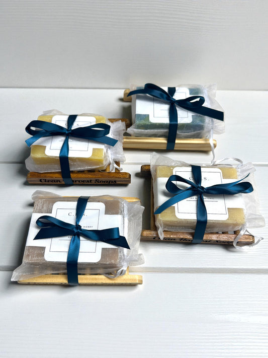 Handcrafted Soap Gift Set with Wooden Ladder & Soap Saver
